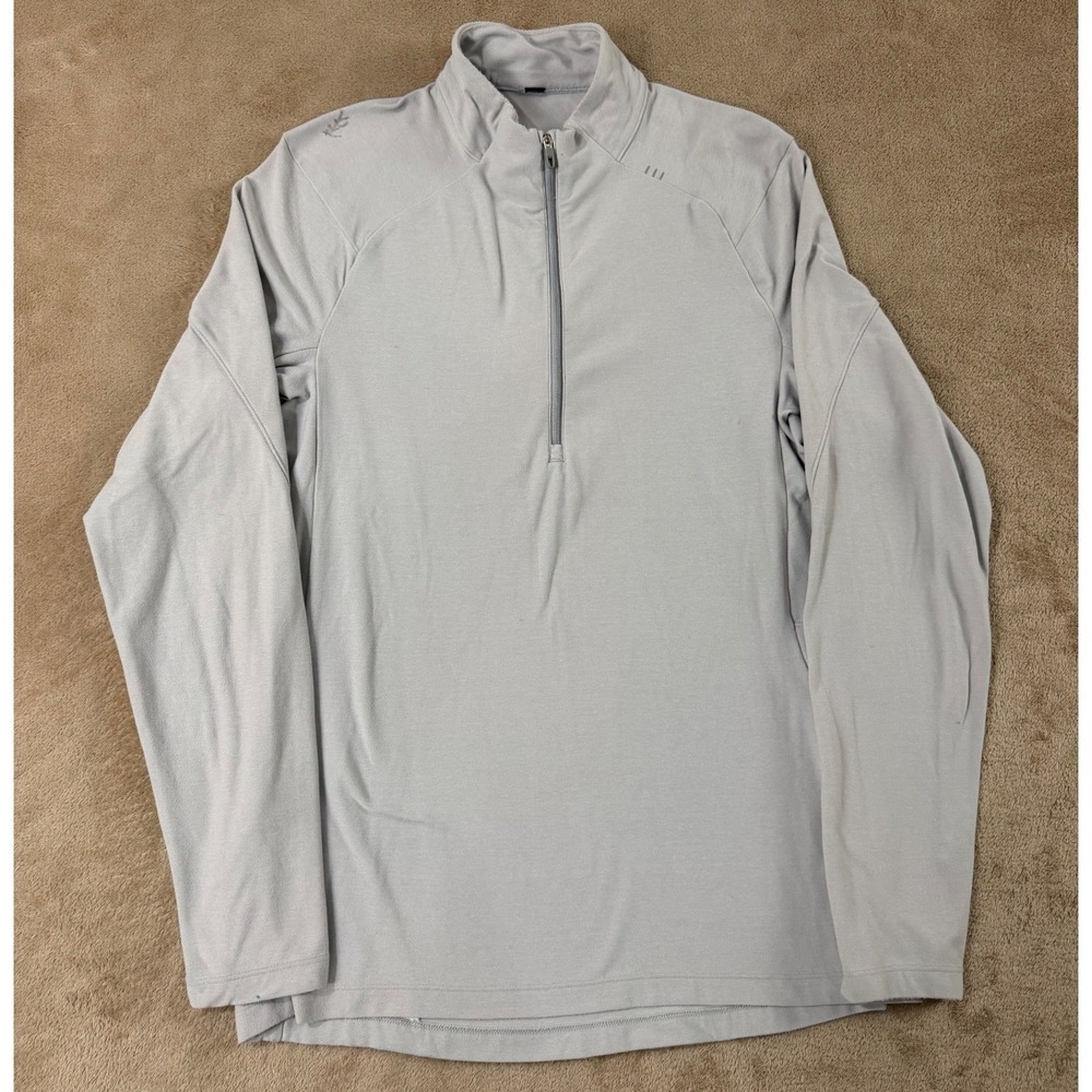 Lululemon Surge Warm Reflective 1/2 Zip Men Small Heathered Sea Salt Stretch Run